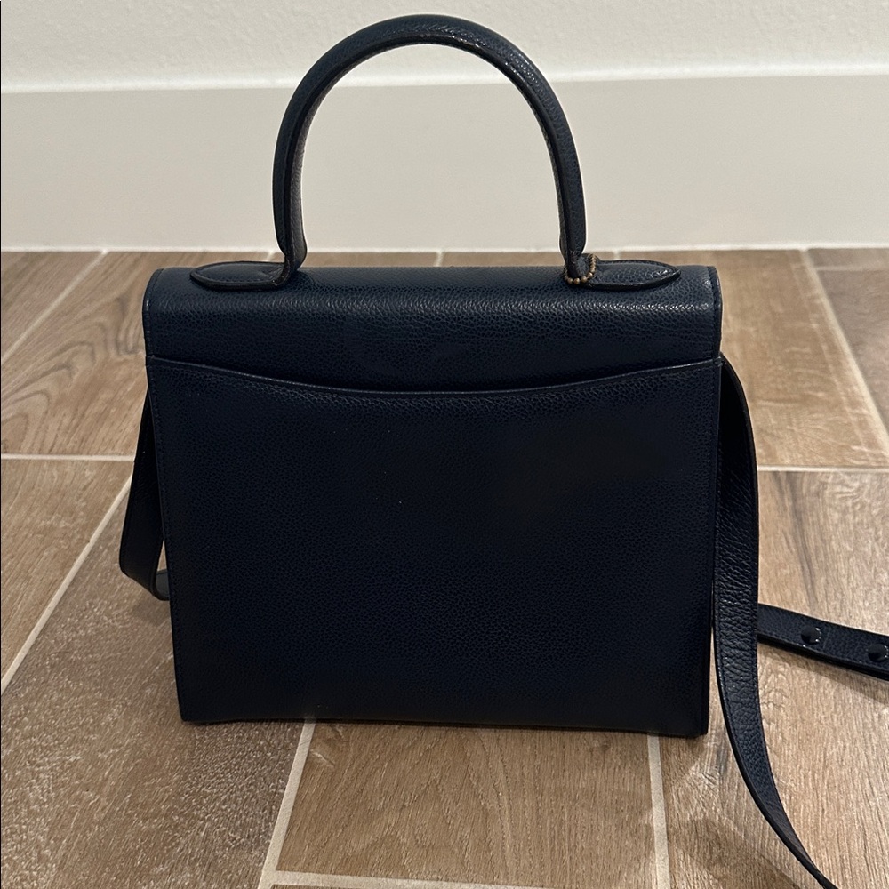 Vintage coach Madison Elegant navy pebbled Leather Handbag - Picture 3 of 10